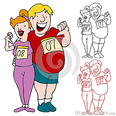 Couple Join Marathon to Lose Weight Vector Illustration