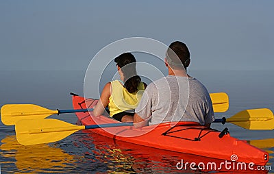 Couple Kayaking Stock Photo