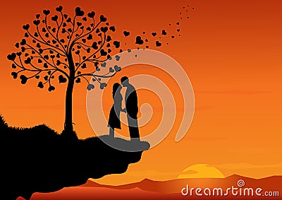 Couple Kissing Vector Illustration