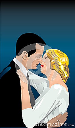 Couple kissing Vector Illustration