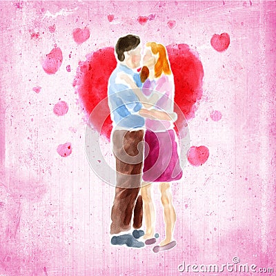 Couple kissing Cartoon Illustration