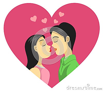 Couple Kissing, Love, Romance Vector Illustration