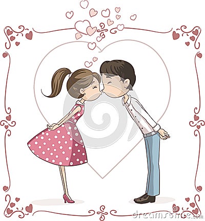 Couple Kissing Vector Cartoon Vector Illustration