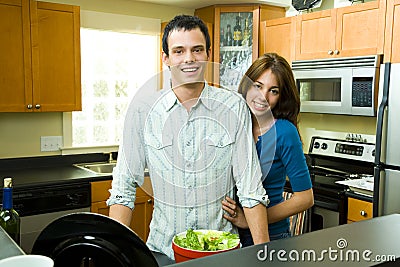 Couple in kitchen Stock Photo