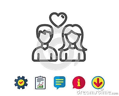 Couple line icon. Users with Heart sign. Vector Illustration