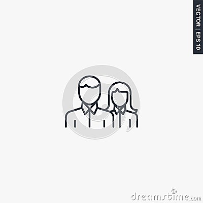 Couple, linear style sign for mobile concept and web design Vector Illustration