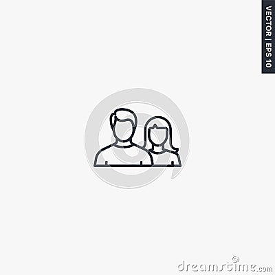 Couple, linear style sign for mobile concept and web design Vector Illustration