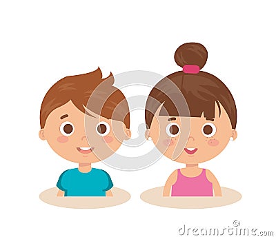 Couple little kids characters Vector Illustration