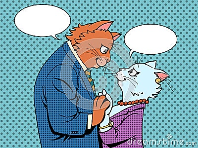 Couple in love cats characters Vector Illustration