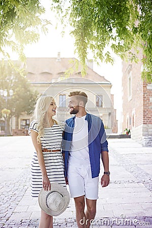 Couple in love at the city Stock Photo