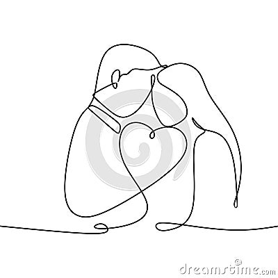 Couple in love with continuous one line drawing vector illustration Vector Illustration