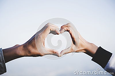 Couple in love. Focus on hands. Stock Photo