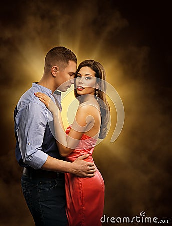 Couple in Love, Lovers Passionate Embrace, Man Embracing Woman Stock Photo