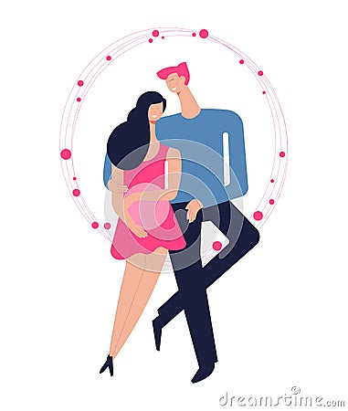 Couple in love, romantic feelings of man and woman cuddling Vector Illustration