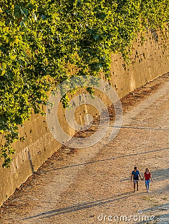 Couple in love in Rome at sunset Editorial Stock Photo