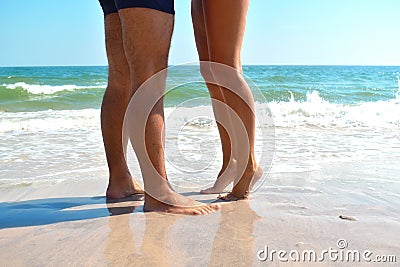 The romantic journey of this couple at sea. Vacation on the island together. Romantic Dating the resort Stock Photo