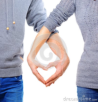 Couple in love showing Heart Stock Photo