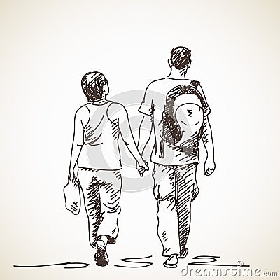 Couple in love sketch Vector Illustration