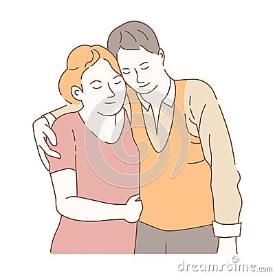 Couple in love spending time together amorousness of people Vector Illustration