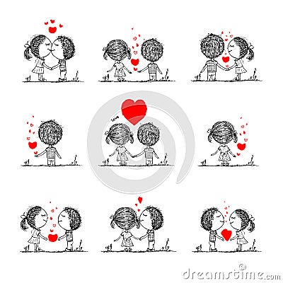 Couple in love together, valentine sketch for your Vector Illustration