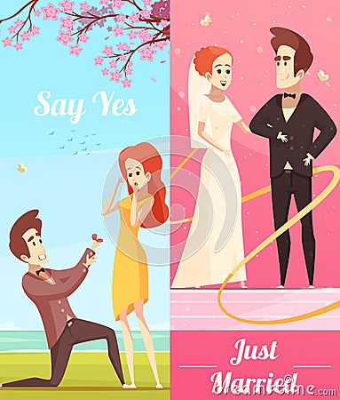 Couple In Love Vertical Banners Vector Illustration