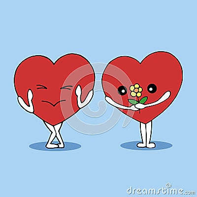 Couple lover hearts dating vector hand drawn illustration Vector Illustration