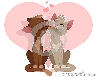 Couple of lovers of cats Vector Illustration