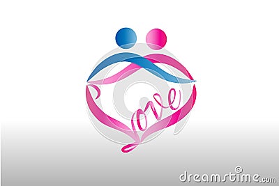 Couple lovers hug logo vector image icon template Vector Illustration