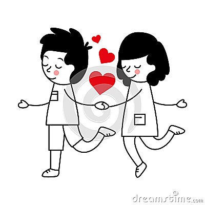 Couple loving cartoon Vector Illustration