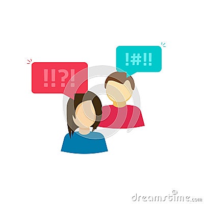 Couple man and woman arguing vector, people frustrated, two persons with chat and negative emotions, argument dispute Vector Illustration