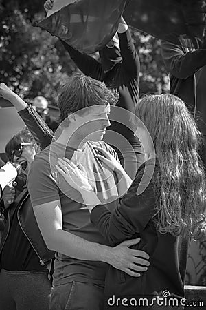 Couple at march for equality Stock Photo