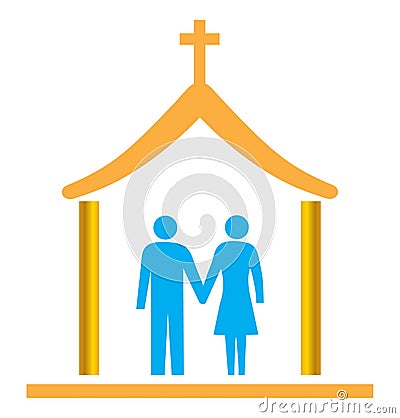 Couple married with church Vector Illustration