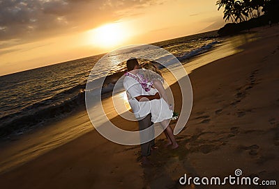 Couple on Maui beach Stock Photo