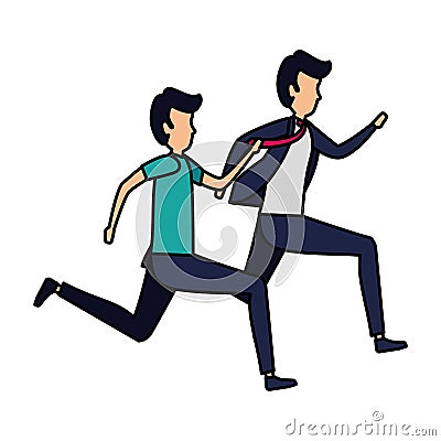 Couple of men running characters Vector Illustration