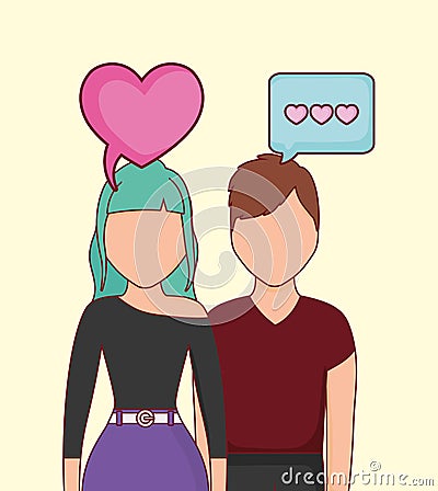 Couple message bubble love romance online dating Vector Illustration