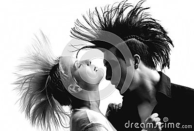 Couple with mohawk Stock Photo