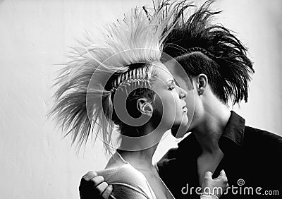 Couple with mohawk 1 Stock Photo