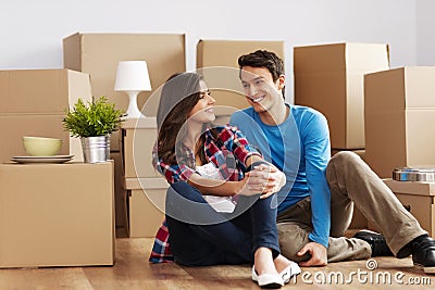 Couple moving in house Stock Photo