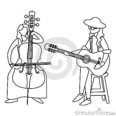 Couple of musicians characters Vector Illustration