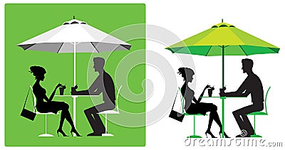 Couple at outdoor cafe Vector Illustration