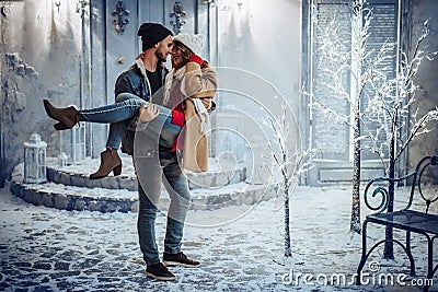 Couple outdoor in winter Stock Photo