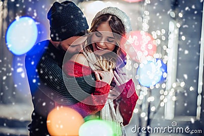 Couple outdoor in winter Stock Photo