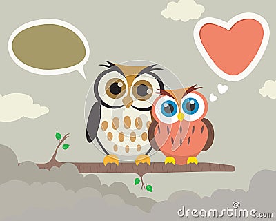 Couple Owl Vector Illustration