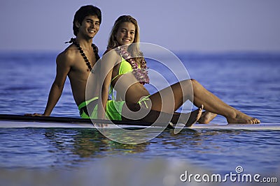 Couple on a paddleboard Stock Photo