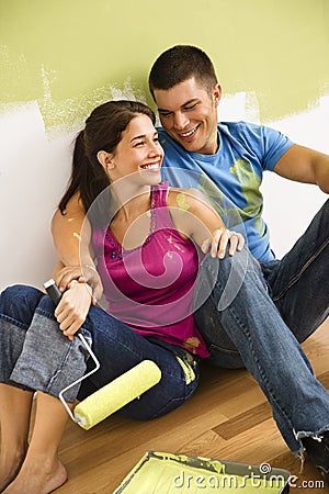 Couple painting home. Stock Photo