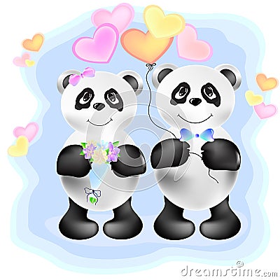 Couple of pandas illustration Vector Illustration