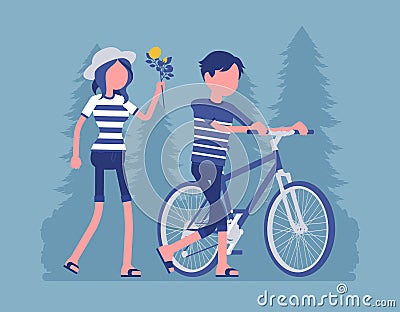 Couple in a park Vector Illustration