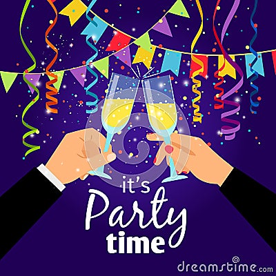 Couple party poster Vector Illustration