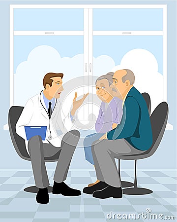 Couple pensioner in clinic Vector Illustration