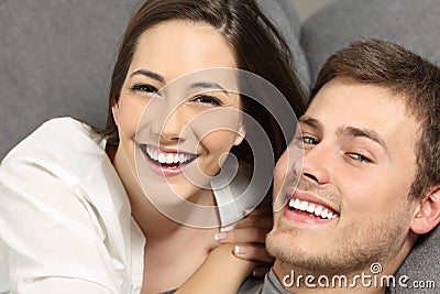 Couple with perfect teeth and white smile Stock Photo